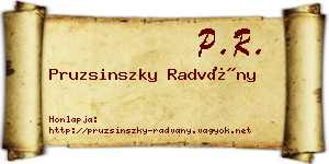 Pruzsinszky Radvány névjegykártya